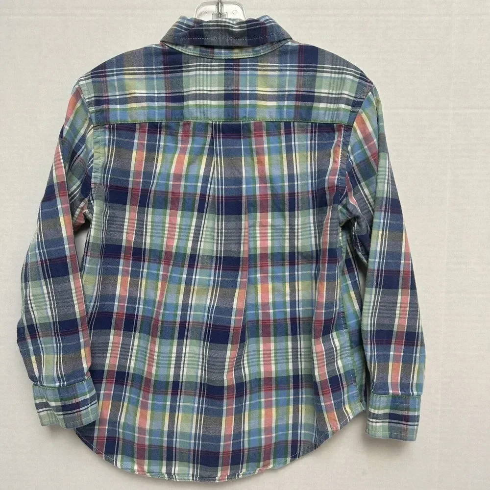 Ralph Lauren Boys Multicolored Plaid‎ Long Sleeved Cotton Shirt Size 4